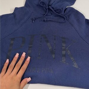 Navy Blue cropped PINK Hoodie
